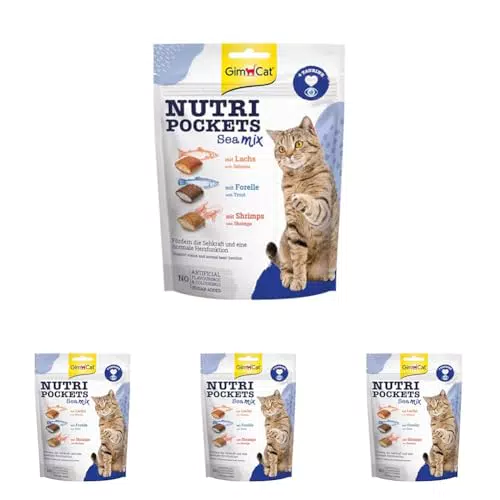 GimCat Nutri Pockets Sea Mix Snack Croccanti per Gatti con Ripieno Cremoso