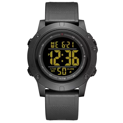 Golden Hour Orologio Digitale Uomo Sportivo Impermeabile 5 ATM con Cronometro Silicone