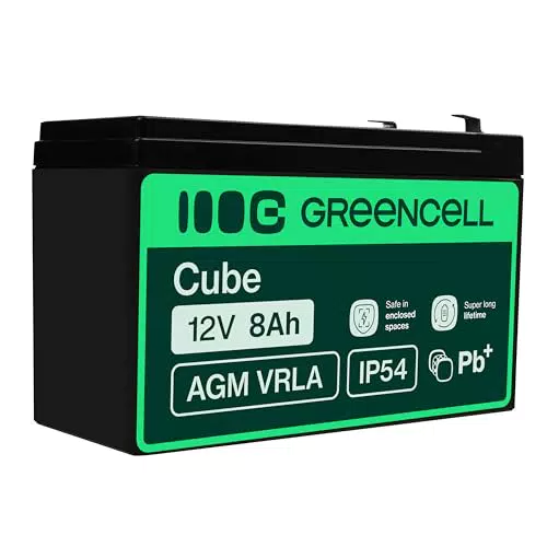 GreenCell Batteria AGM 12V 8Ah Ricaricabile VRLA per UPS, Allarmi, Giocattoli