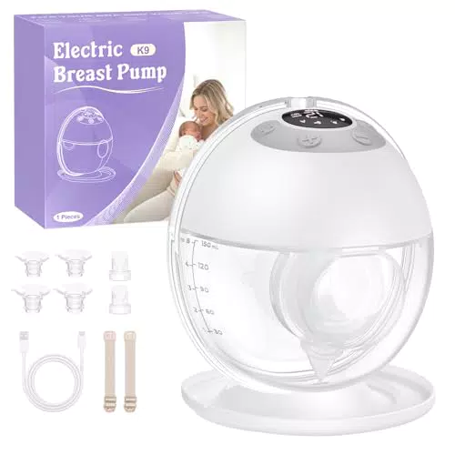 Haokoo Tiralatte Elettrico Indossabile Senza Mani per Neonati con 4 Modalità