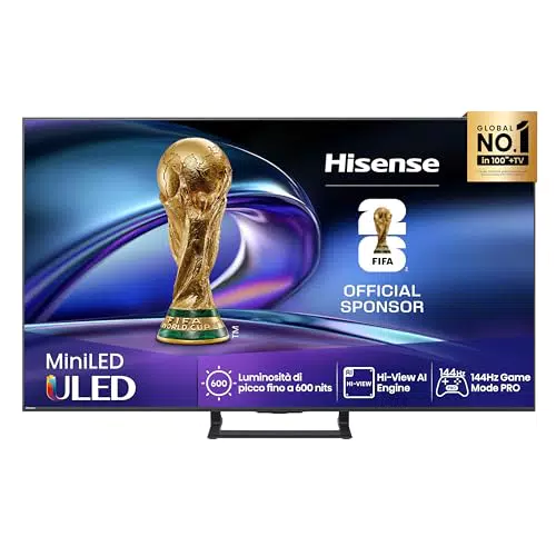 Hisense 55E8Q TV 55" Mini-LED 4K 144Hz, Smart TV, Dolby Vision IQ, Alexa Integrata