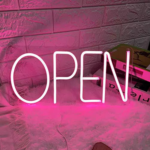 Logo Neon OPEN Led, Insegna Luminosa Decorativa per Vetrine, Negozi e Uffici