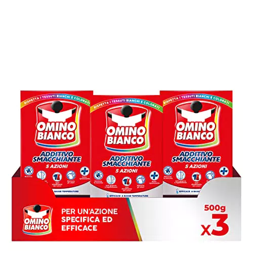 Omino Bianco Additivo Lavatrice in Polvere 5 Azioni Smacchiatore Igienizzante