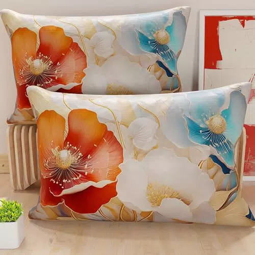 Petti Artigiani Italiani Federe Cuscino in Microfibra per Letto e Divano Floreale