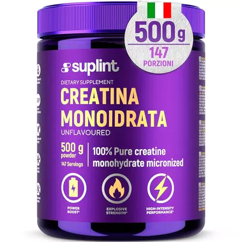 Creatina Monoidrato Micronizzata Pura Vegan Integratore per Forza e Recupero Muscolare