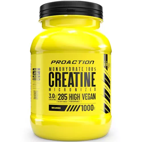 ProAction Creatina Monoidrata Polvere 100% Pura per Forza ed Energia Muscolare