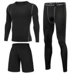 Terecey Completo Uomo Palestra Tuta Compressione Corsa Running Asciugatura Rapida