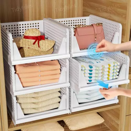 TidyIsles Wardrobe Storage Organiser Organizer per Armadio e Cassetti Impilabile