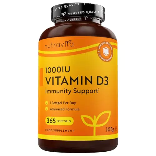 Nutravita Vitamina D3 1000 IU Integratore per Ossa Forti, Denti Sani e Articolazioni