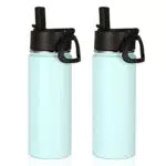 Volhoply Borraccia Termica 650ml Isolata con Cannuccia e Manico in Acciaio Inox