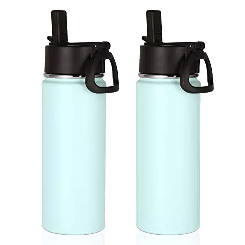 Volhoply Borraccia Termica 650ml Isolata con Cannuccia e Manico in Acciaio Inox