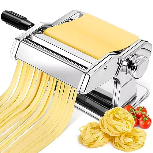 YASHE Macchina per Pasta Fresca 2 in 1 con Rullo, Taglierina e Kit Pulizia