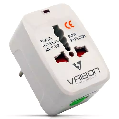 Vribon Adattatore Universale da Viaggio 110-250V Presa Internazionale con Protezione