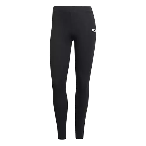 adidas Donna Essentials Linear Cotton Leggings, Black/White