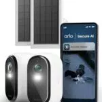 Arlo Essential 3 HD Videocamera WiFi Esterna con Pannelli Solari, Visione Notturna