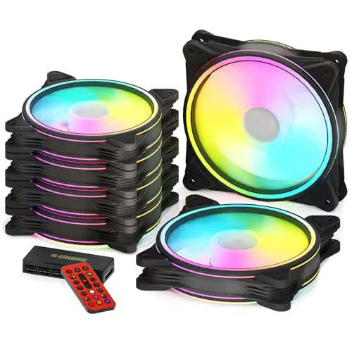 AsiaHorse Ventola PC 120mm RGB ARGB con Hub Controllo per Case e Mainboard Aura Sync