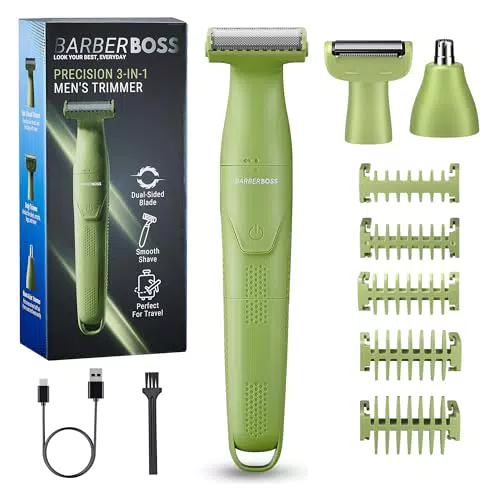 BarberBoss Set Toelettatura Uomo 3 in 1 Barba Body Groomer Trimmer Naso Orecchie