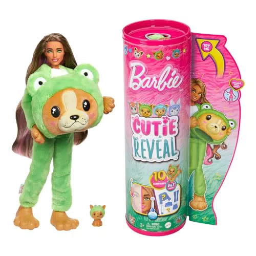 Barbie Cutie Reveal Bambola con Costume Cagnolino Rana e Accessori Amici Cuccioli