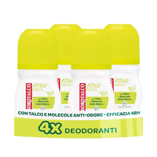 Borotalco Deodorante Roll-On Attivo Molecole Anti-Odore 48h Senza Alcool Cedro Lime