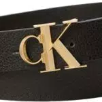Calvin Klein Cintura Donna Facet CK Fibbia Pebble Elegante in Pelle
