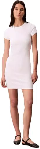 Calvin Klein Abito Donna Contour Mini Rib 1X1 SS Elegante Modello Casual