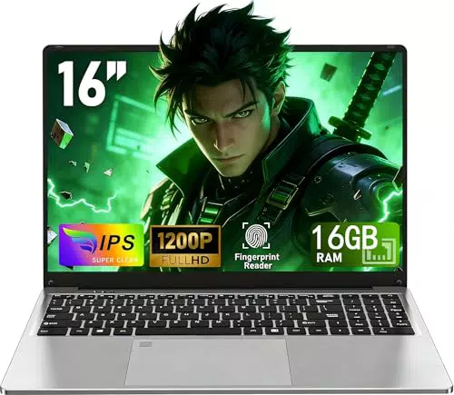 CHIFUYOU PC Portatile N95 16" SSD 512GB RAM 16GB Fingerprint Windows Batteria 6000mAh