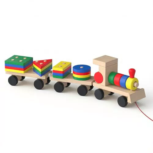 COSYLAND Giochi Montessori in Legno per Bambini 1 Anno, Treno Blocchi Educativi