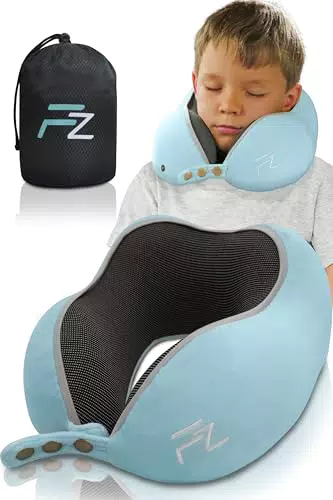 FLOWZOOM Comfy Kids Cuscino da Viaggio Bambini Memory Foam per Auto e Aereo
