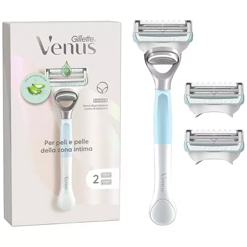 Gillette Venus Rasoio Zona Intima Donna con Lamette di Ricambio