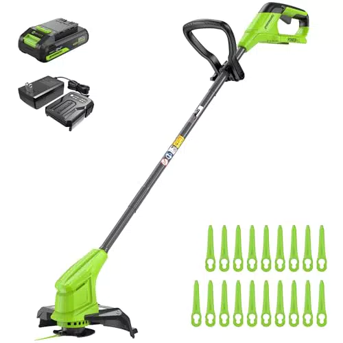 Greenworks 24V Tagliabordi a Batteria per Giardino, Taglio 25 cm con Batteria e Caricabatterie