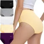 IceReco Mutande Donna Cotone Vita Alta Pacco da 5 Slip Donna Cotone Vita Alta Elasticizzato Comode Sexy Morbide Mutandine Intimo Culotte Mutandine Traspirante Briefs Nero Bianco Beige Viola Grigio