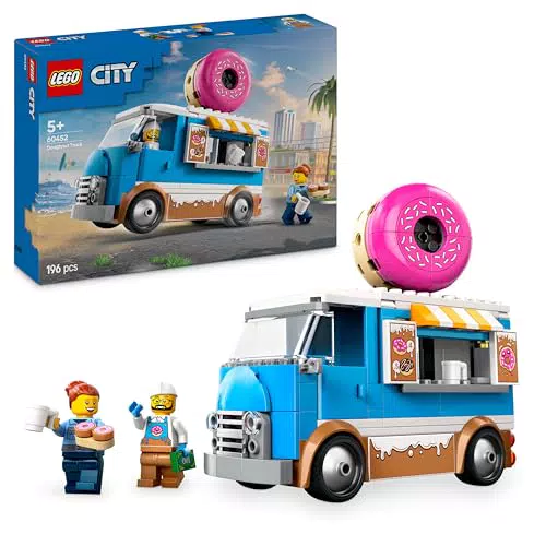 LEGO City Camion delle Ciambelle 60452 con Minifigure – Giocattolo Costruzioni Bambini