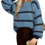 Pullover Donna Elegante Lavorato a Maglia Maniche Lunghe Top Uncinetto Festivo