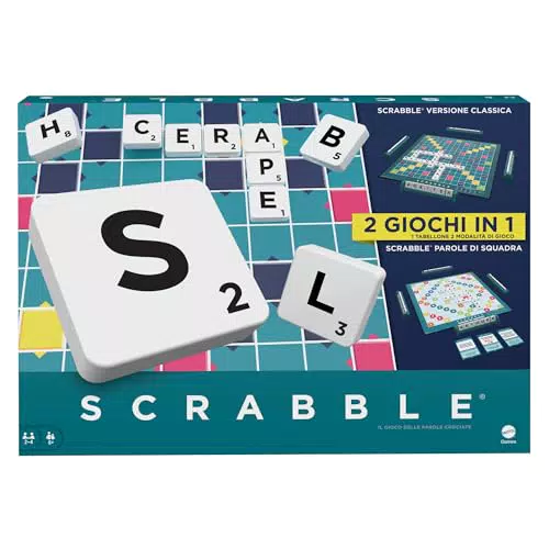 Mattel Scrabble Gioco da Tavolo con Doppio Tabellone e Modalità Squadra, Italiano