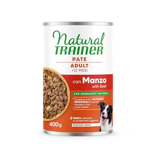 Natural Trainer Medium Maxi Cibo Umido per Cani Adulti Paté con Manzo