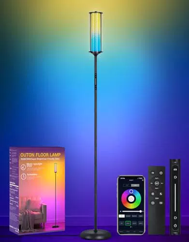 OUTON Lampada da Terra LED con Telecomando e App Moderna per Soggiorno e Camera