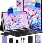 Tablet Android 15, 10 Pollici, 30GB RAM, 128GB ROM, Tastiera, Mouse, Custodia