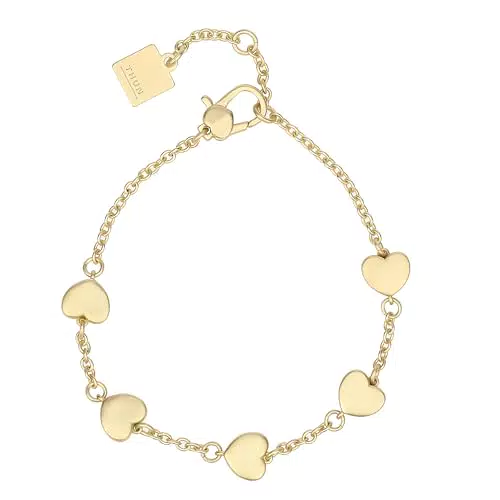 THUN Bracciale Cinque Cuori in Metallo Vetro e Resina Collezione Dedicato a Te