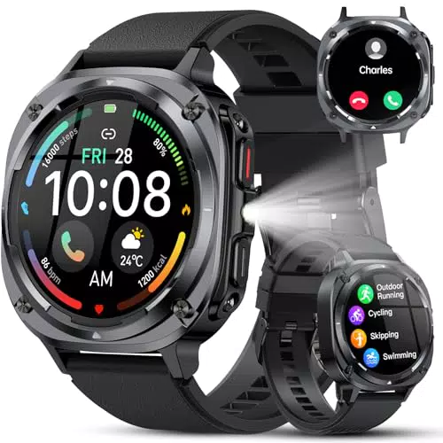 TIMU Smartwatch Uomo 1.45 HD con Chiamata Bluetooth, Sport, Sonno e Cardiofrequenzimetro