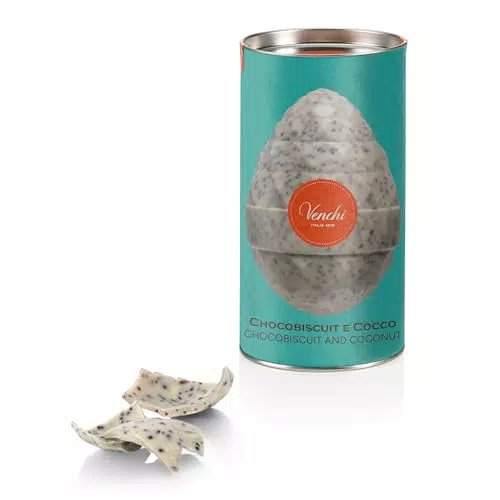 Venchi Uovo di Pasqua Cocco e Chocobiscuit con Sorpresa e Biscotto Fondente Gluten Free