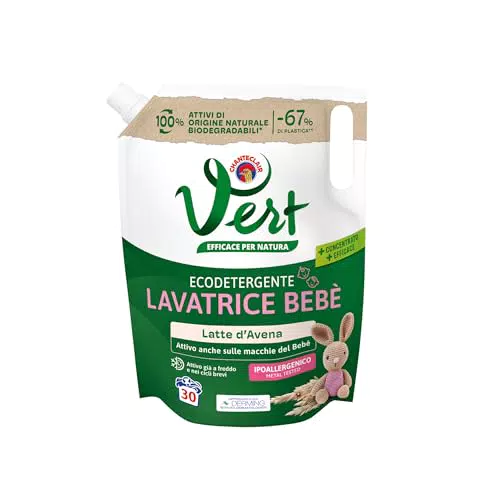 Vert Ecodetergente Lavatrice Bebè Latte d'Avena Naturale Ipoallergenico Pelli Sensibili