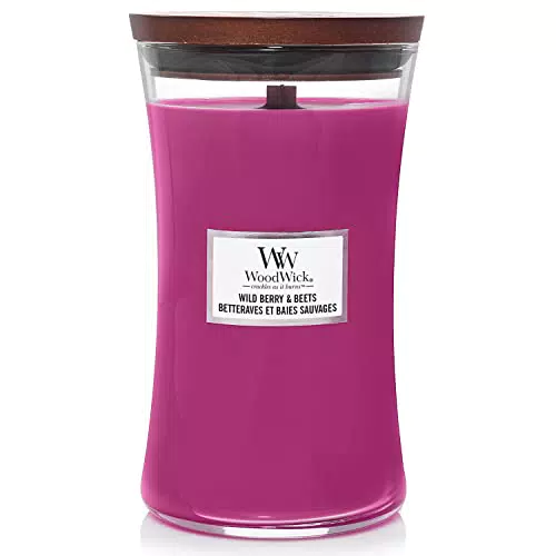 WoodWick Candela Profumata Grande Wild Berry & Beets con Stoppino Scoppiettante