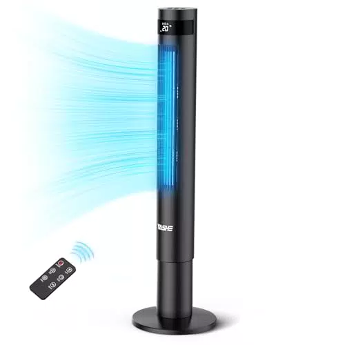 YASHE Ventilatore a Torre 43 Pollici Silenzioso, Oscillante, Senza Pale con Telecomando