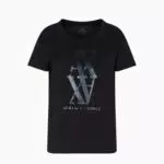 Armani Exchange Maglietta Donna Manica Corta Logo Stampato Regular Boxy Fit