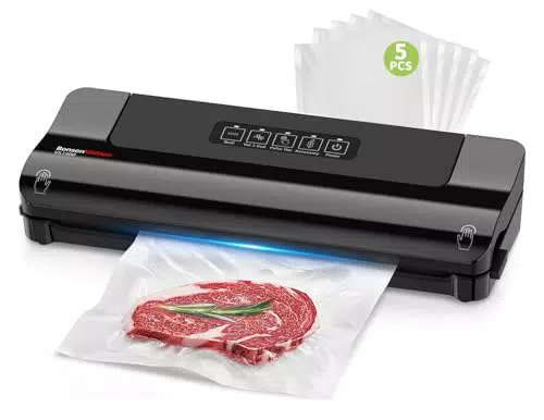 Bonsenkitchen Macchina Sottovuoto per Alimenti Compatta con 4 Modalità e Accessori