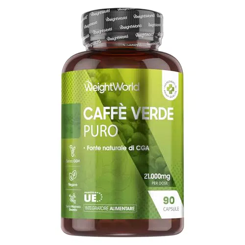 Caffè Verde Puro Vegano, Estratto Naturale CGA, Coffea Arabica, Green Coffee Beans
