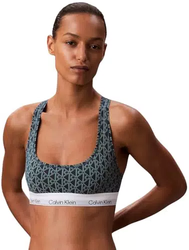 Calvin Klein Bralette Donna Unlined con Fascia Logo Modern Emblem Outline