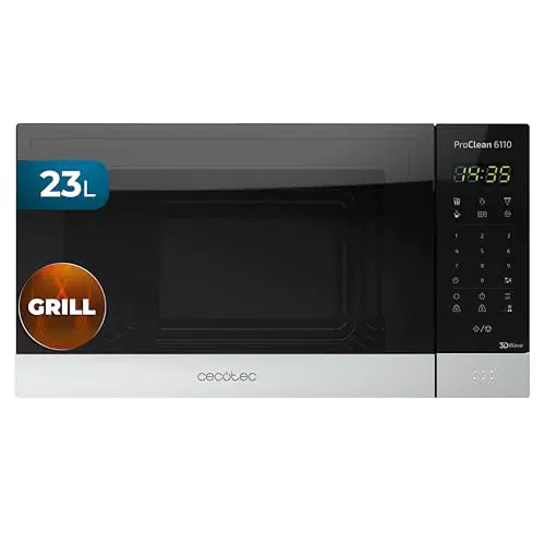 Cecotec Forno Microonde Proclean 6110 con Grill, 800W, Tecnologia 3DWave, Display LED