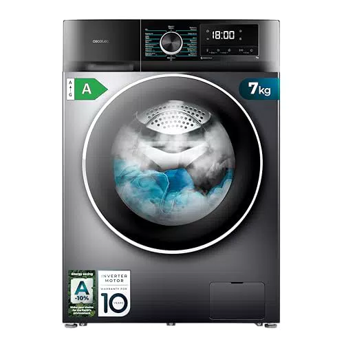 Cecotec Bolero Dresscode 7410 Lavatrice Inverter, 16 Programmi, Vapore e Sterilizzazione