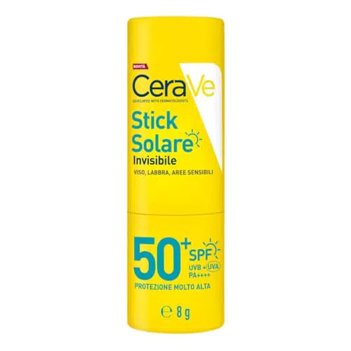 CeraVe Stick Solare Invisibile SPF50+ per Aree Sensibili Labbra e Contorno Occhi